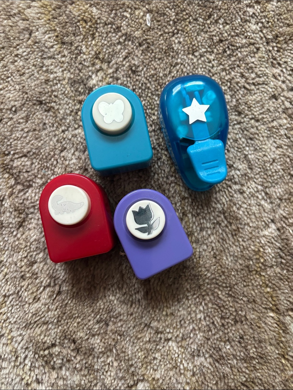 Set of 4 Paper Craft Punches - Teal, Blue, Red, Purple